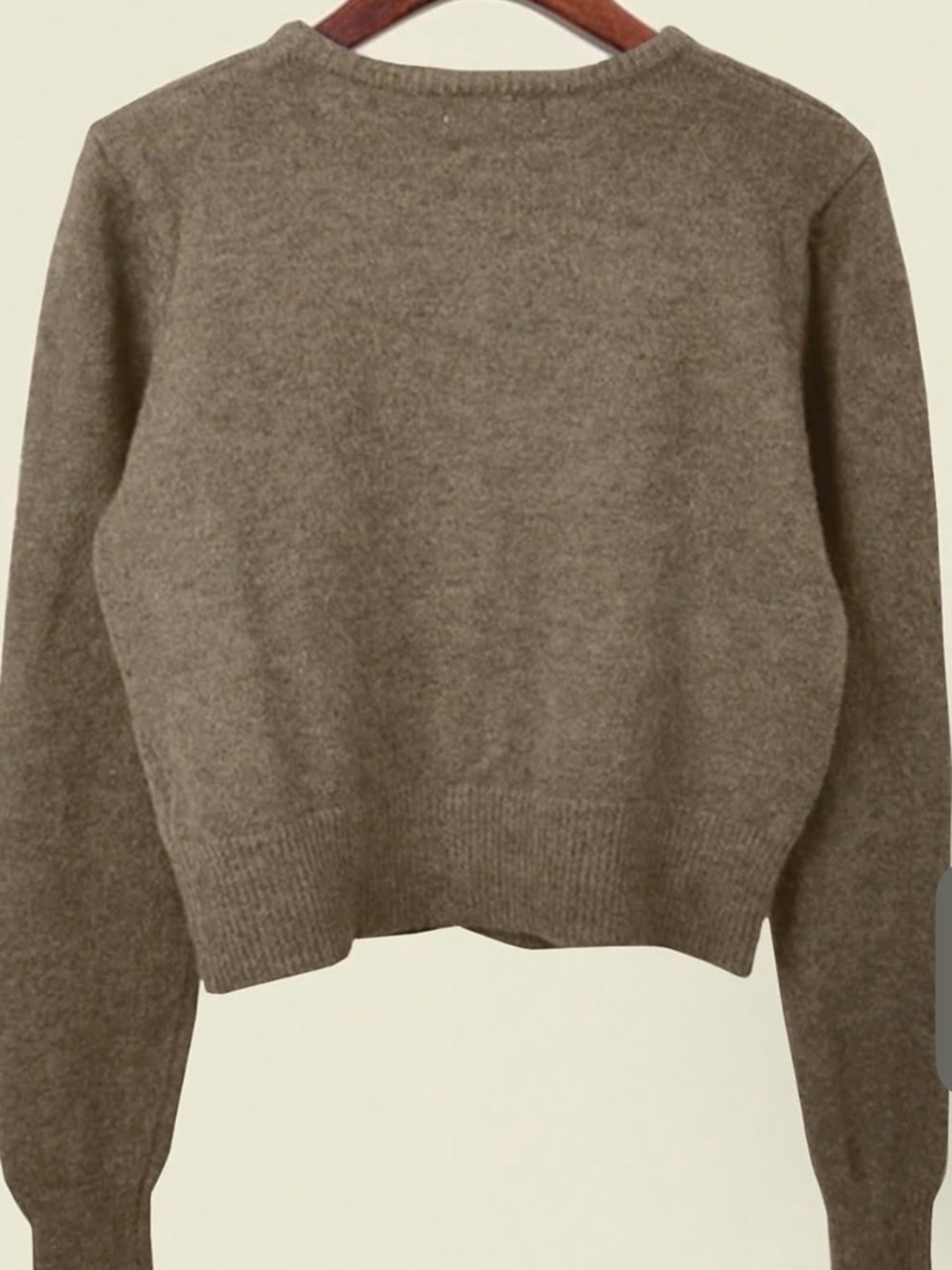Classic Crewneck Button Cardigan - Olive Brown - Picture 2 of 6